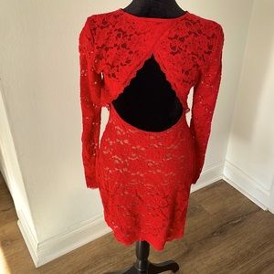 Express red-lace long sleeve dress